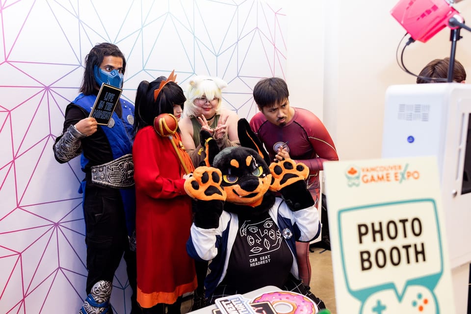 Cosplayers posing at the Vancouver Game Expo photo booth