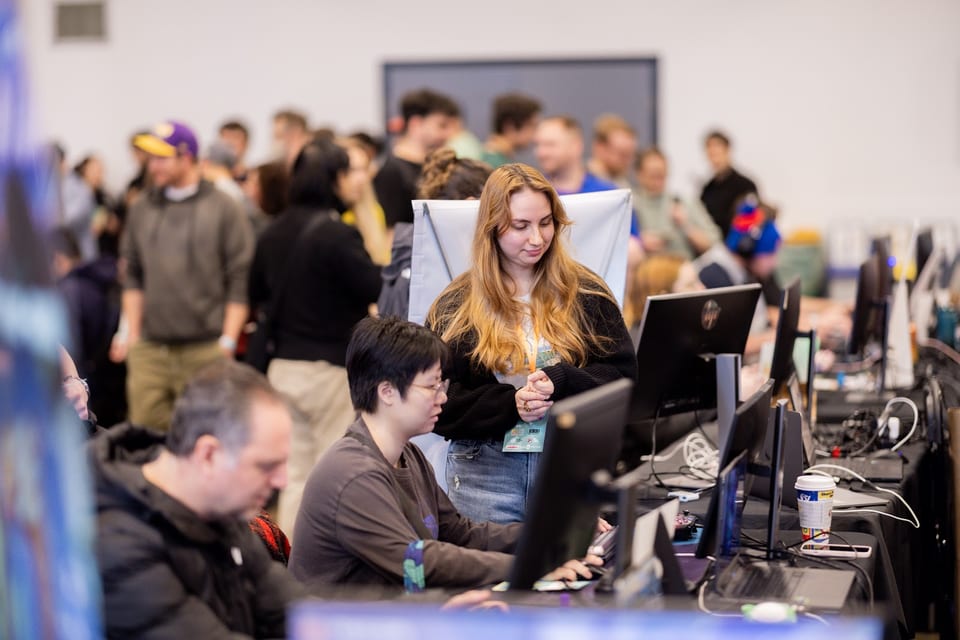 Crowd playing student-made games at the VGX Next showcase