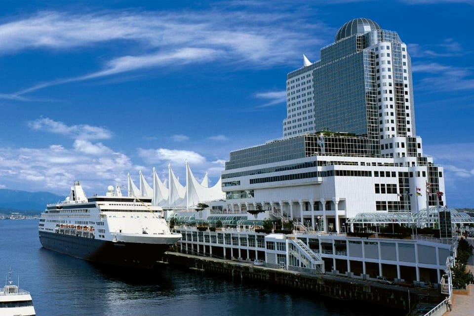 Guest room at Pan Pacific Vancouver overlooking the harbour